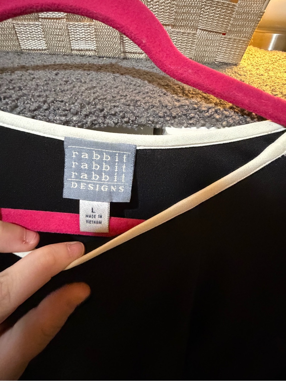 Rabbit Rabbit Rabbit Black Midi Dress with White Trim - Picture 2 of 5